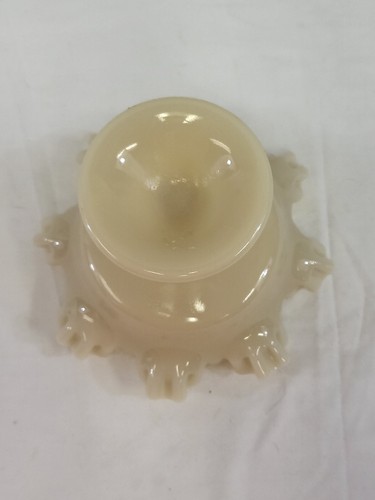 Vintage Fenton Ivory Cream Custard Milkglass Compote Pedestal Candy Dish Ruffled - Picture 7 of 7