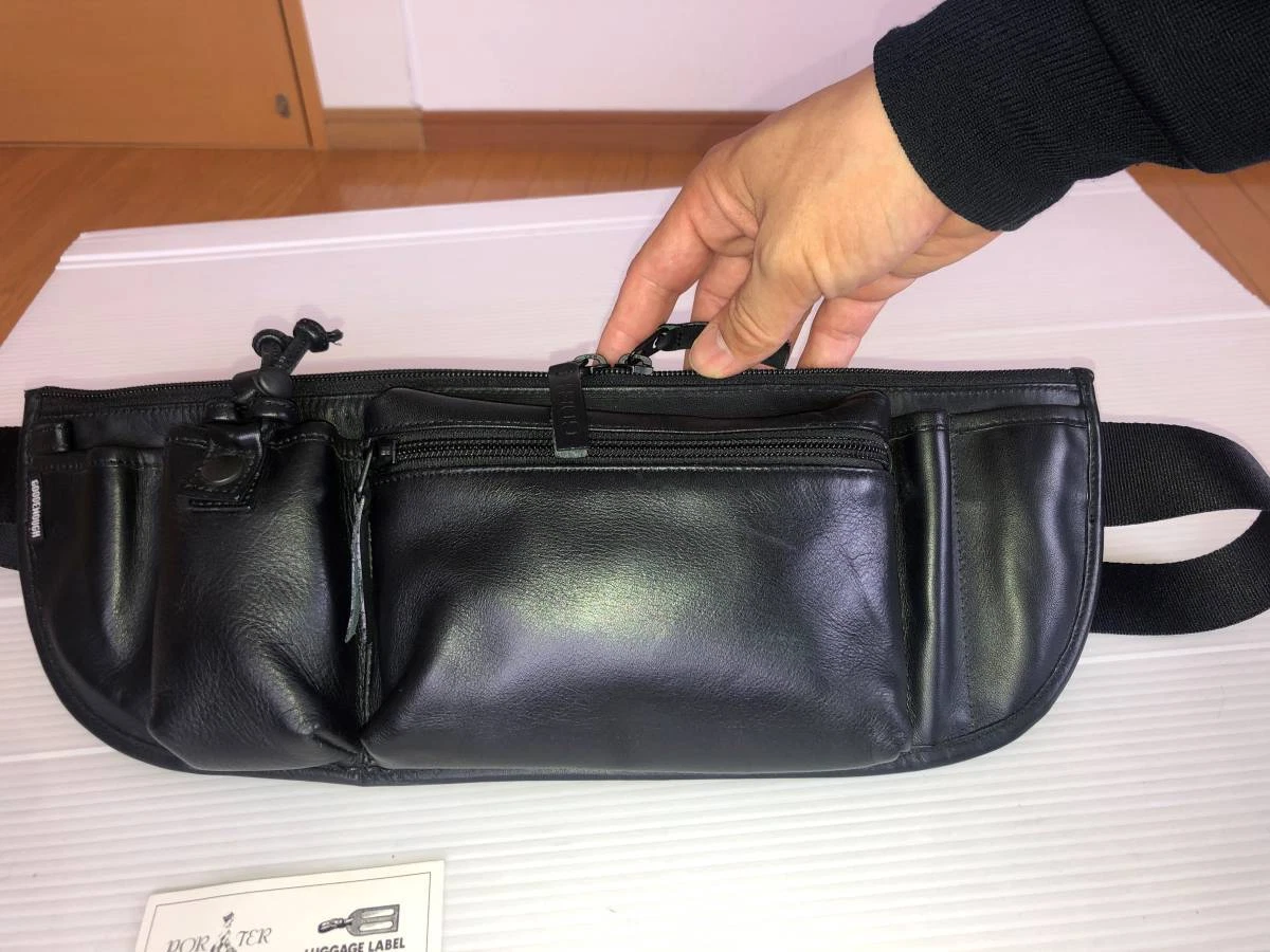 Porter Good Enough 2Way Leather Genuine Waist Pouch Body Bag 