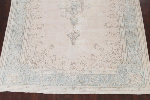 Vintage Distressed gedämpfter Kirman handgeknüpfter Flächenteppich gleichmäßig flache Wolle 8x11 - Bild 5 von 12