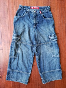 Vintage-JNCO-Jeans-Tribals-Mens-32x30-Dark-Wash-Cargo-Loose-Wide-Leg