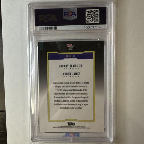 PSA 10 Lebron James / Bronny James Jr. 2024 Topps Now #1 Father/Son Debut Lakers - Bild 2 von 3