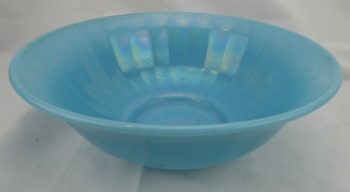 Mid Century Vintage Glas Rührschüssel irisierend schimmernd hellblau