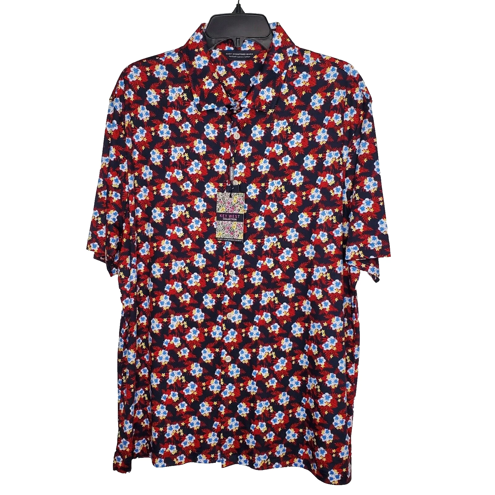 Hart Schaffner Marx Mens Key West Luxury Cotton Multi Color Button Shirt SZ XL