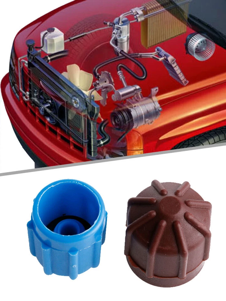 2PCS A/C Valve Cap Air Conditioning Valve Core Valve Dust Cover High/Low Voltage - Image 3 of 4