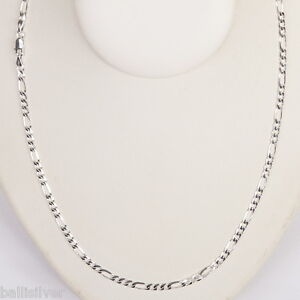 20" 50cm Italian Real Solid 925 Sterling Silver 3mm FIGARO CHAIN NECKLACE Unisex
