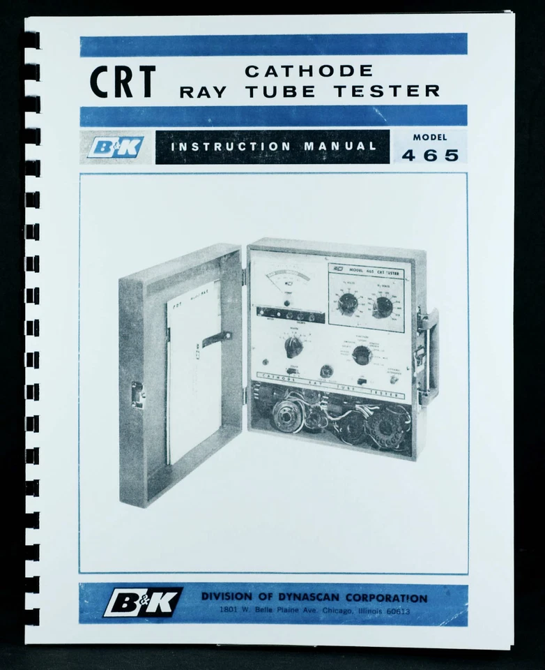 B7K B&K 465 Cathode Ray Tube Tester Manual