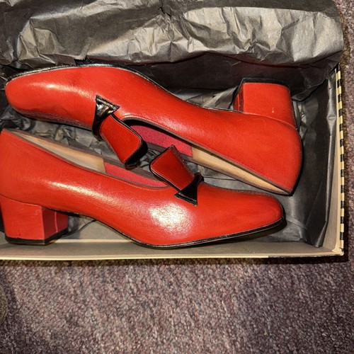 Nie getragene Vintage 60er Florsheim "Ramblers" rote Leder Chunky Heels Gr. 7B - Bild 9 von 9
