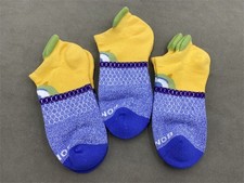 3 Pairs Bombas Unisex Multicolor Men's Honeycomb Performance Ankle Socks Size M