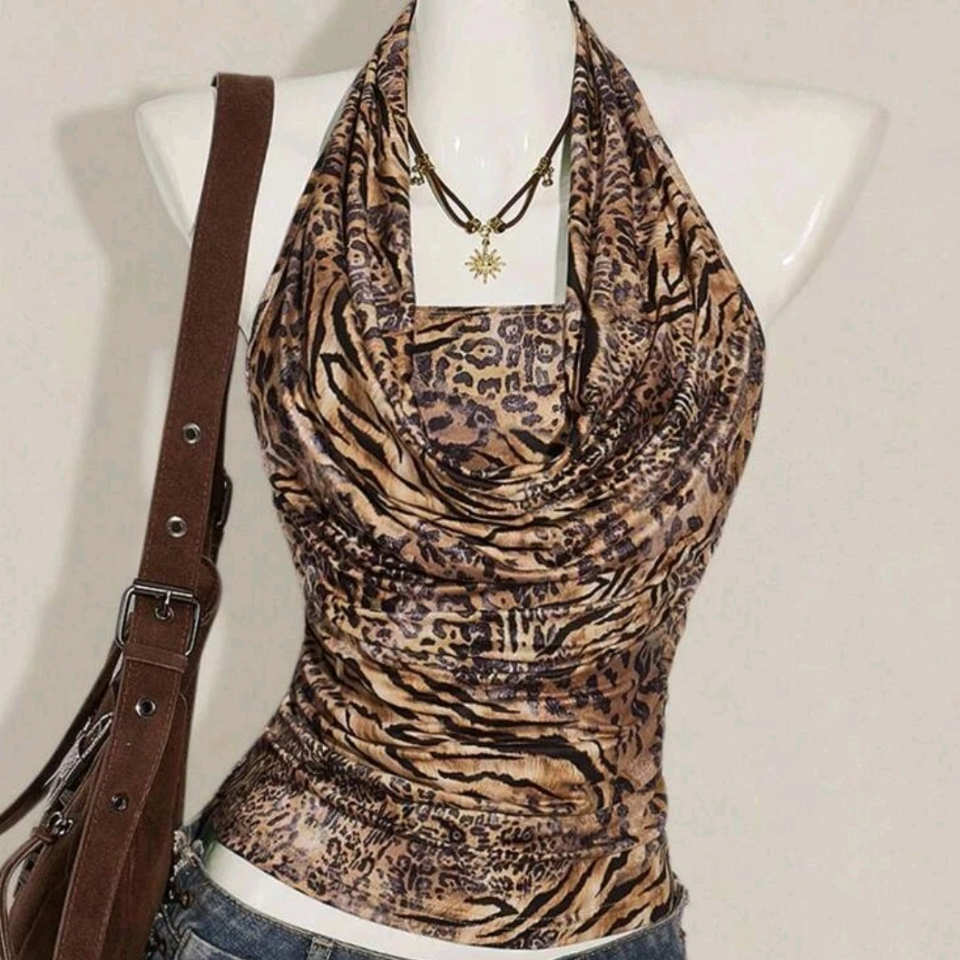 NWT Forever 21+ Women's Plus Tan Black Leopard Animal Print Long Dress