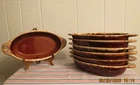 Vintage 7 HULL OVEN PROOF Brown Drip Pottery Au Gratin Indiv Casserole Dishes
