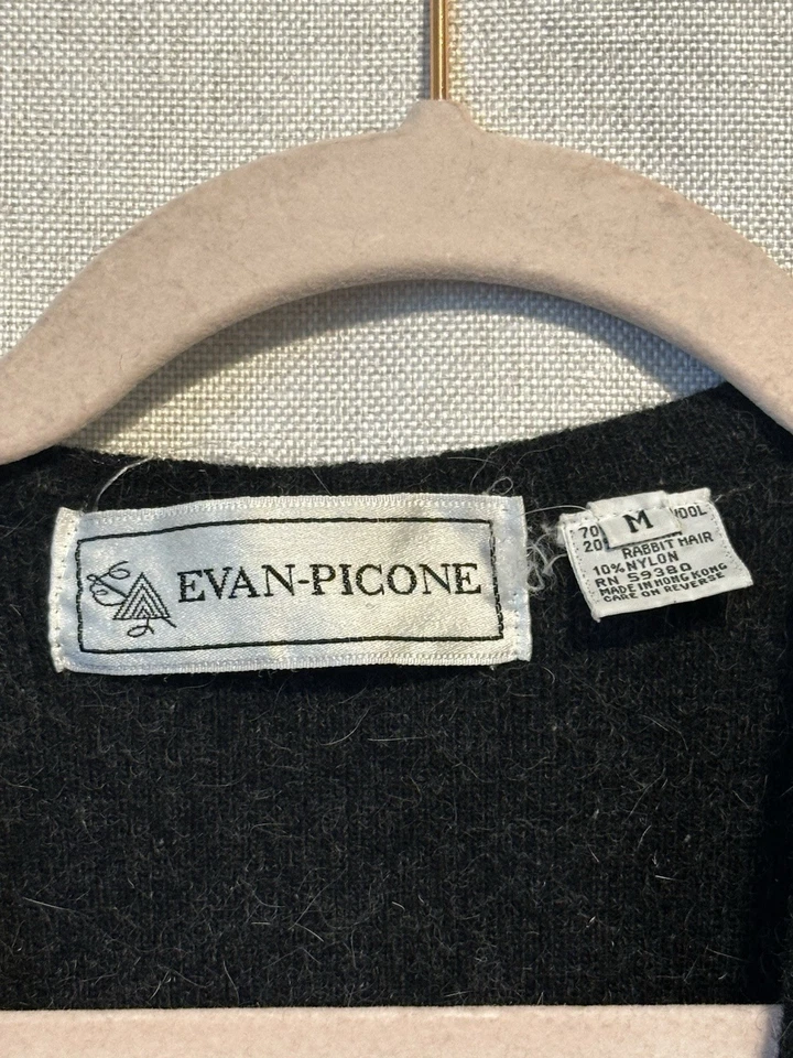 Chaleco Suéter Evan Picone De Colección Lana Corderos Angora Mezcla Conejo Gris Para Mujer | M Foto 2 de 4