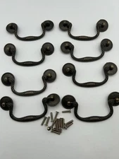 8PCS 3" Vintage Drop Bail Dresser Drawer Pull Antique Bronze Cabinet Handle Knob