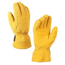 Full Deerskin Suede Leather Winter Gloves for Cold Weather Work Skiing Cyclin...