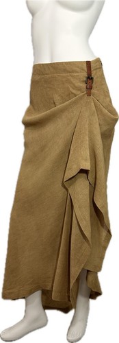 Mit Etikett! Michael Kors Kollektion $ 1295 Runway Safari HANDGEFÄRBTER Leinenrock 6-10 - Bild 7 von 13