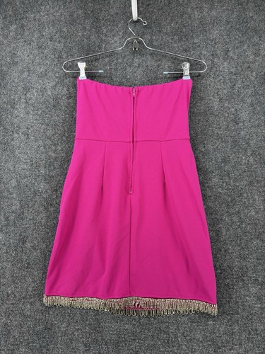 Trixxi Fuchsia Pink Strapless HOCO Mini Dress Beading Sexy Women’s XS NWT - Picture 3 of 13