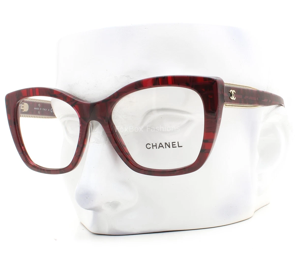 CHANEL vintage large Burgundy Prescription lens Frames+Sock+Quilted CC CASE CHANEL Eyeglasses: Square Eyeglasses, acetate & calfskin  main image 4
