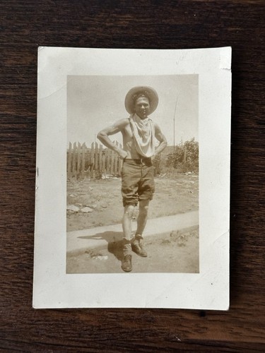 Vintage Photo Handsome Shirtless Cowboy Farmer Depression Era Gay Interest - Picture 2 of 4