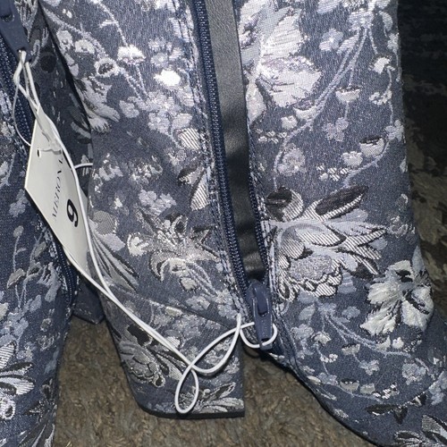 Neu Merona Damen Denim blau silber Blumen Brokat ARIE Stiefeletten Größe: 9 - Bild 7 von 12