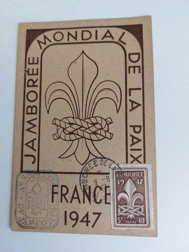 SCOUT EXPLORERS JAMBOREE MONDIALE DE LA PAIX FRANCE 1947 OFFICIAL POSTCARD 