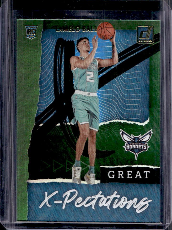 2020-21 Donruss LaMelo Ball Great X Pectations Green Flood RC #3 Hornets