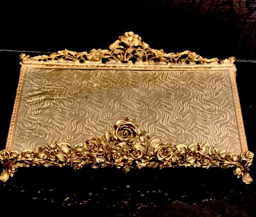 Vintage MATSON Vanity Roses 24K Gold Plated Guest Towel Holder Tray-  Excellent! - Bild 4 von 9