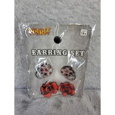 Spirit Halloween Day of the Dead Sugar Skull Rose Earring Set