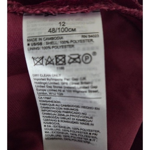 Banana Republic Burgundy Velvet Jumpsuit V Neck Sleeveless Pockets Sz 12 Holiday - Picture 6 of 6