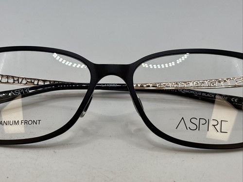Aspire Glamorous Occhiali da Vista Donna Nero Opaco 55/16 140 Titanio A5016 - Foto 15 di 22