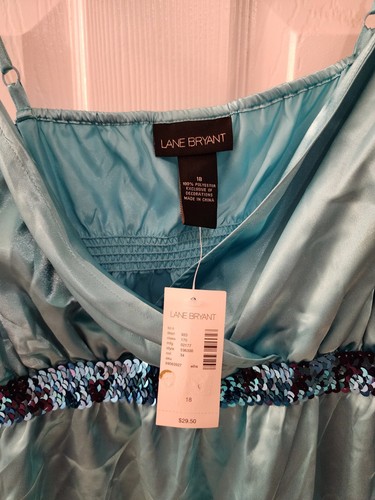 Lane Bryant Silky Shiny Blue Sequin Camisole Size 18 - 第 2/7 張圖片