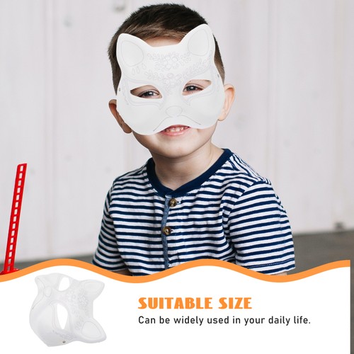 Cat Face Mask Miss Child Hand Drawn Animal Themed Cartoon Party Masks - Afbeelding 6 van 12