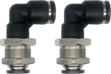 2Packs Bulkhead Elbow 3/8" X 3/8" Tube OD Push to Connect Tube Fitting, PLM-3/8 