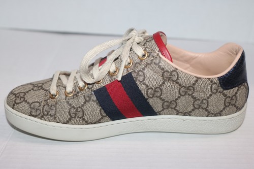 Gucci Women's GG Supreme Ace Sneakers Navy Size 36 - Picture 7 of 14
