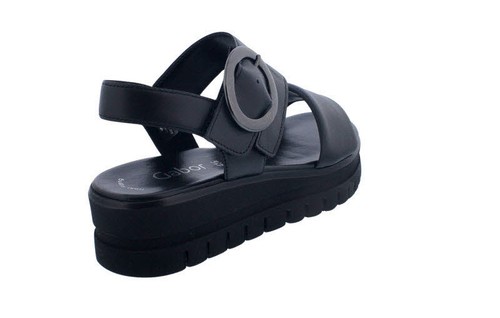 Gabor Sandalia 64.627.27, Cuero Nappa Liso, Negro (Plata Antigua) - Imagen 8 de 10