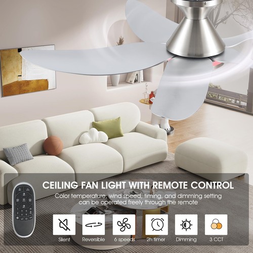46" Ceiling Fans with Lights Remote/APP Control, Low Profile Ceiling Fans wit... - Picture 7 of 9