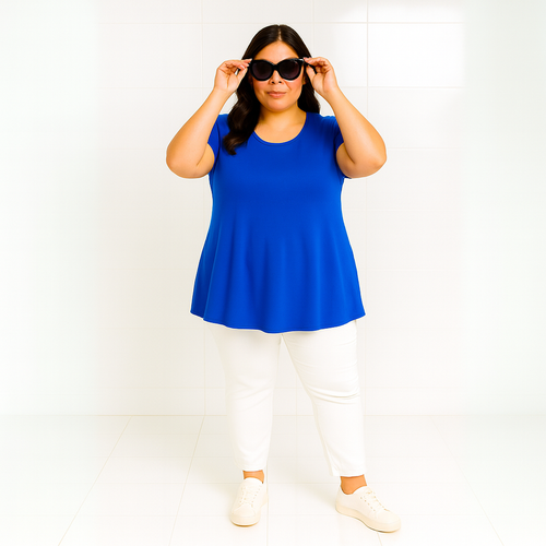 Short Sleeve Godet Panel Swing Top - Picture 41 of 43
