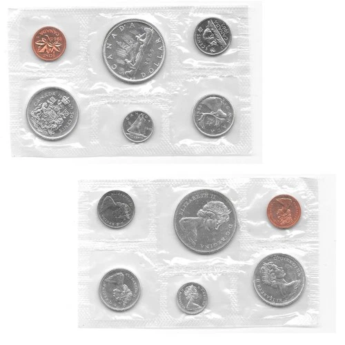 CANADA 1 CENT - 1 DOLLAR 1965 6 Coins Proof Like Set, (4 Silver Coins). BB21