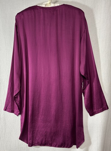 Victoria’s Secret Gold Label Vintage 100% Silk Night Shirt Burgundy/Wine Medium - Picture 3 of 4