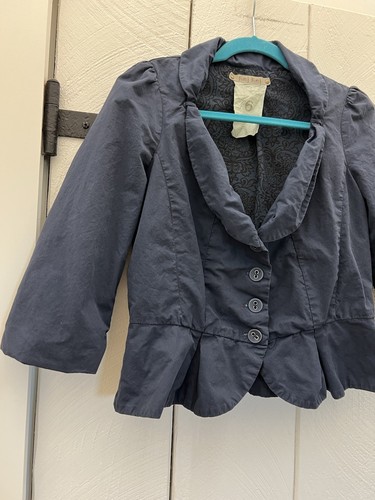 Hei Hei Tea Party Jacket Midnight Navy Blue Women’s Size 6 100% Cotton - Picture 3 of 13
