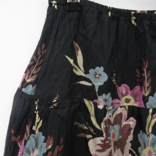 Boden Floral Skirt UK 12 Long Black Knee Length Flare Summer Silk Preloved - Picture 18 of 24