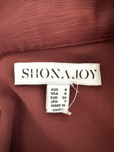 SHONA JOY Dress Safira Button Up Ruched Midi - Size AU 8 / US 4 Long Red Maroon - Picture 12 of 14