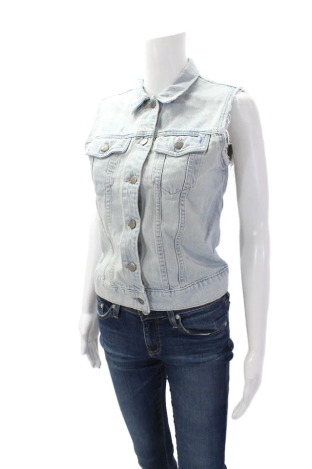 J Brand Womens Cotton Light Wash Button Front Denim Vest Jacket Blue Size XS - Image 2 of 4