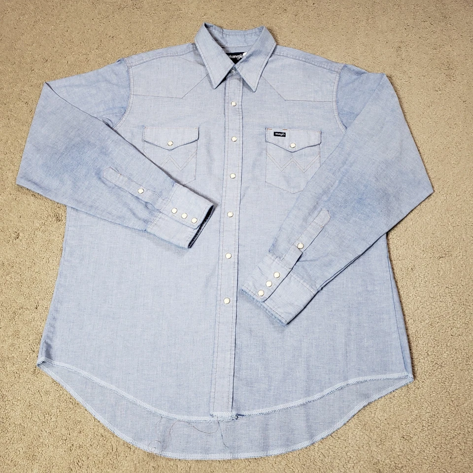 Camisa a Presión Vintage Wrangler Western Pearl XL 17.5/36 X-Long Tails Vaquero Años 90’s Foto 2 de 4