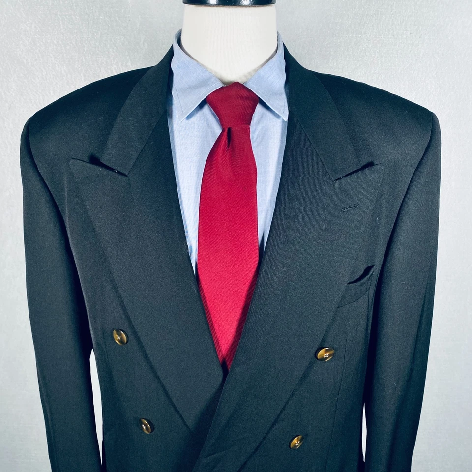 Blazer Givenchy de Colección para Hombres 42R Chaqueta de Lana Negra Doble Pecho Foto 2 de 4