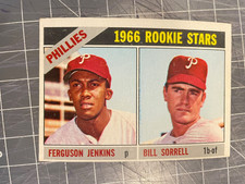 1966 TOPPS #254 PHILLIES ROOKIE STARS FERGUSON JENKINS BASEBALL CARD EX+