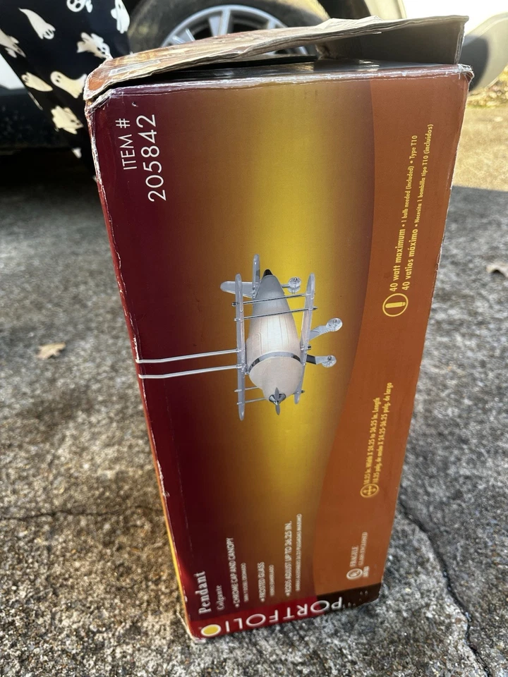 *NUEVO* Lámpara colgante estilo avión - biplano (vidrio esmerilado y cromo) Foto 2 de 4