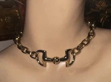 Horsebit necklace snaffle bit buckle large choker equestrian gold chunky chain