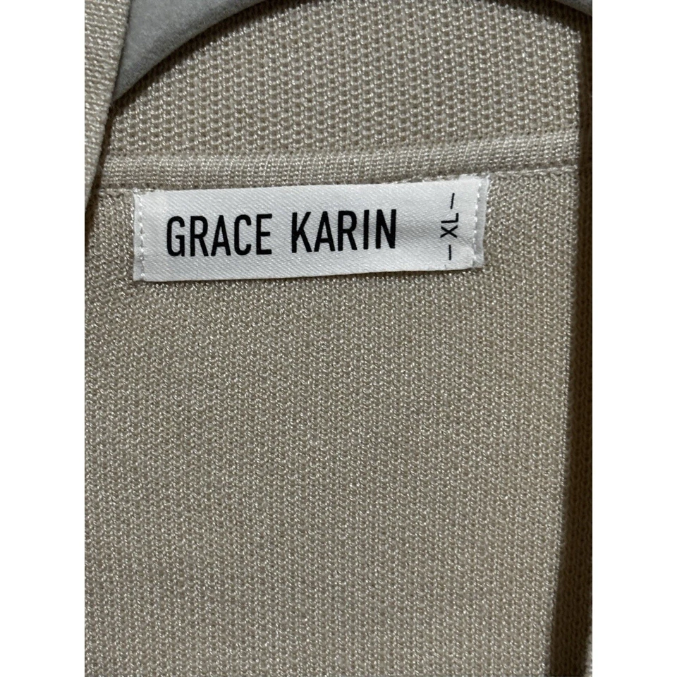 GRACE KARIN Cardigan Coatigan Beige Xl Pockets Soft Career minimalist Boho Chic - Image 4 of 4
