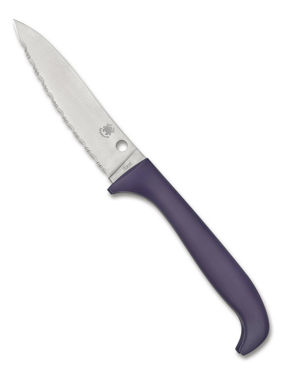 Spyderco Counter Critter Kitchen Knife K21SPR 7Cr17 Serrated Blade Purple Handle
