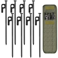 	8/16/32 Pack 8in Heavy Duty Forged Steel Tent Stakes with Storage Bag for	