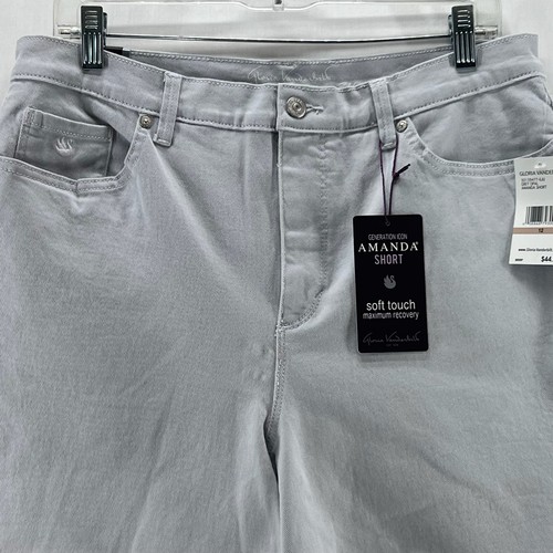 Gloria Vanderbilt Amanda Shorts Womens 12 Soft Touch High Rise Stretch Grey Opal - Picture 3 of 11